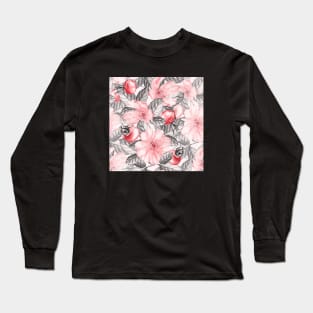 Pink Flowers in the black Long Sleeve T-Shirt